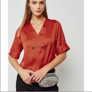 Topshop red animal print blouse